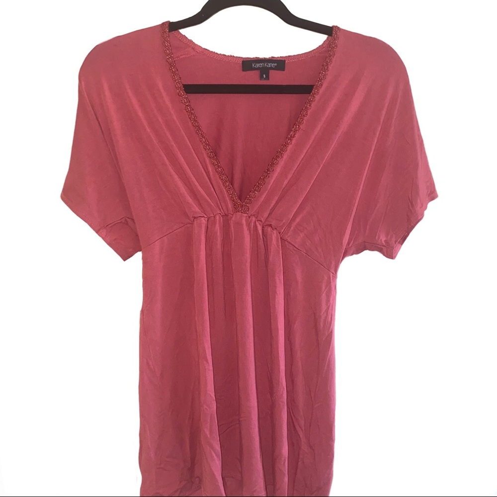 Karen Kane- Pink V-Neck Blouse
